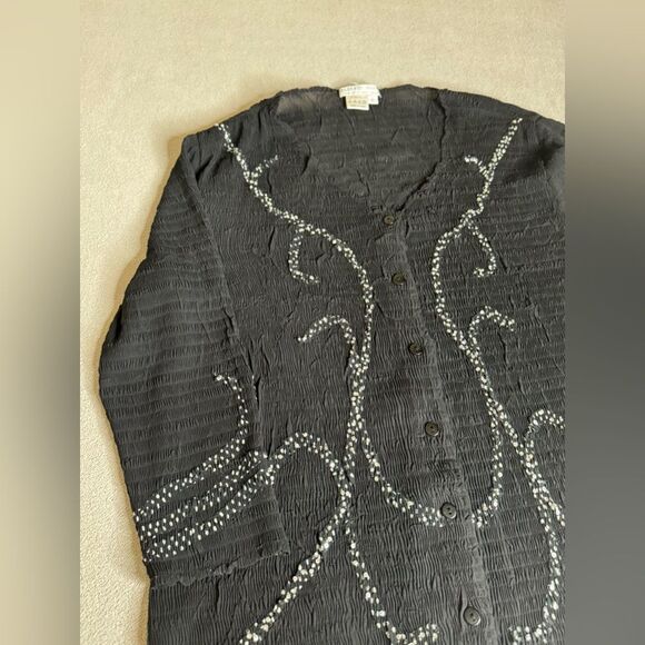 Alberto Makali Black Top blouse button up black size XL women’s - Picture 6 of 15